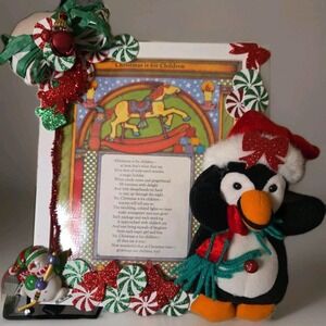 Christmas‎ Wall Hanging Christmas is for Children Poem Primitive Nostagia Framed